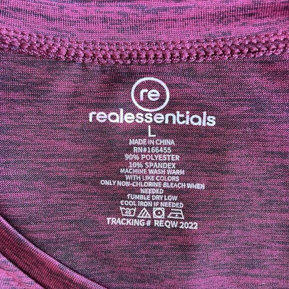 Real Essentials Mens L Active Dry-Fit Moisture Wicking Stretch T-Shirt Red NWOT - Picture 8 of 14